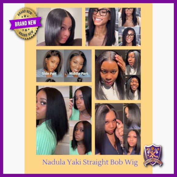 Human Hair Yaki Straight Bob Wig Glueless Pre Cut 150% Density main image 4